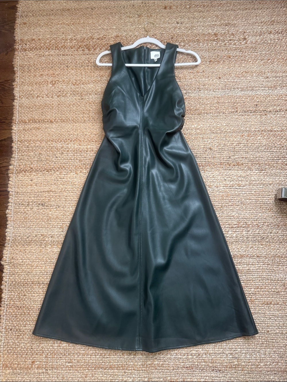 Sleeveless Faux Leather Maxi Dress in Dark Green